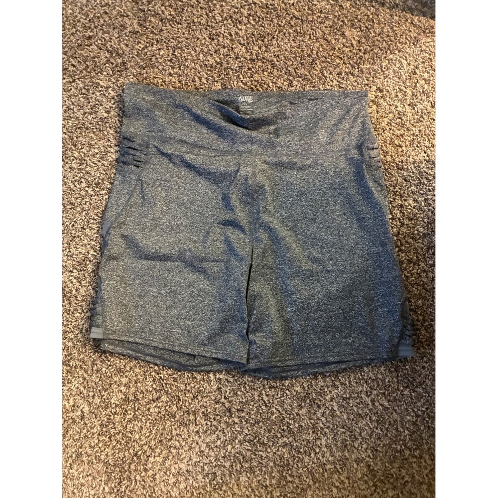 Kore Womens Heather Gray High Waisted Athletic Workout Shorts Side Cutouts